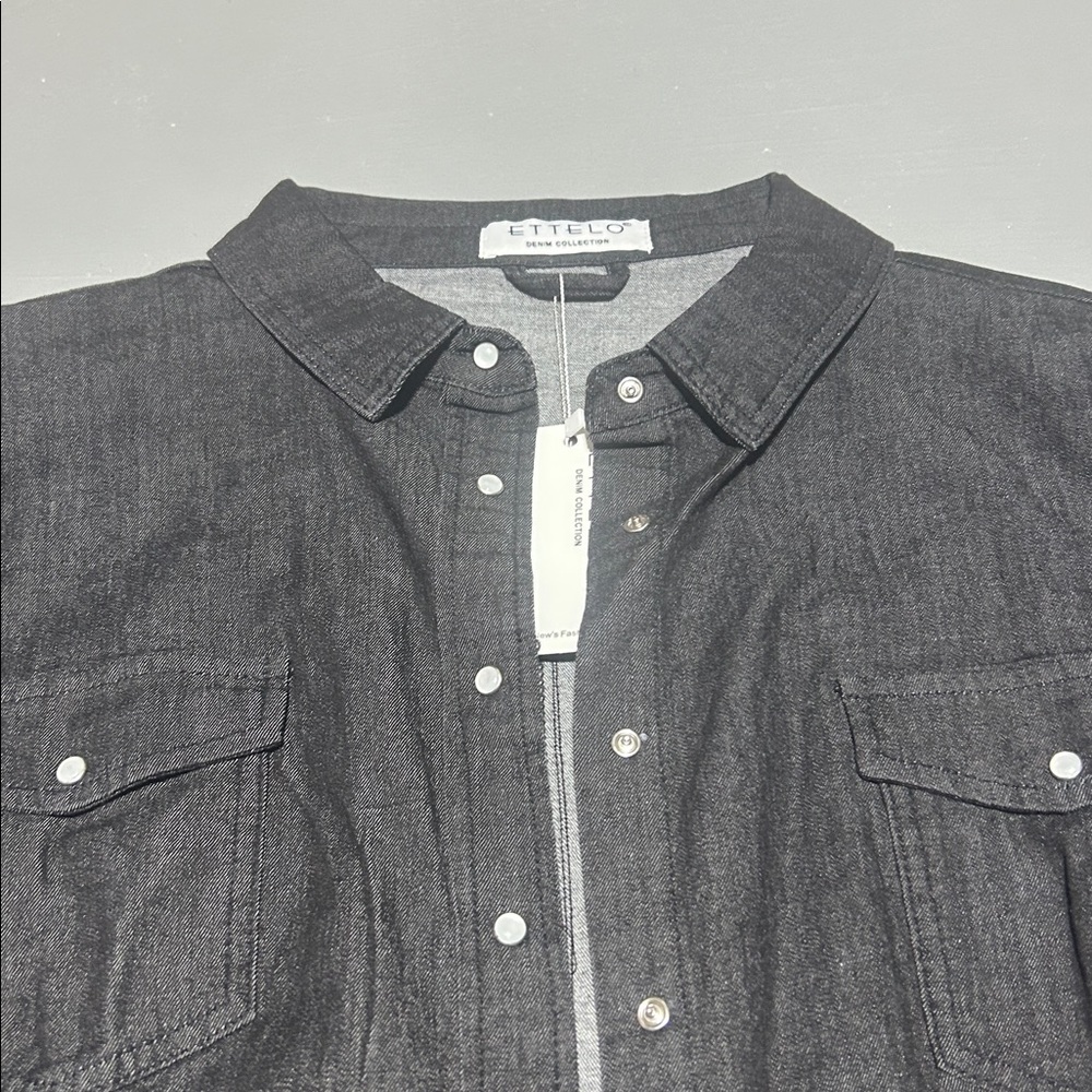 (NWT) Ettelo Black Denim Snap Shirt (Men XL) - Picture 5 of 9